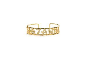 NP Dance Cuff With Medium Gold Dancing Letters And Diamond